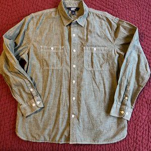 Lands End Men's Traditional Fit Chambray Work Shirt - Green